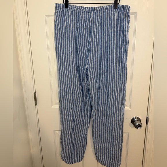 High-Waisted Linen-Blend Super Wide-Leg Pants - Petite L - Picture 6 of 7